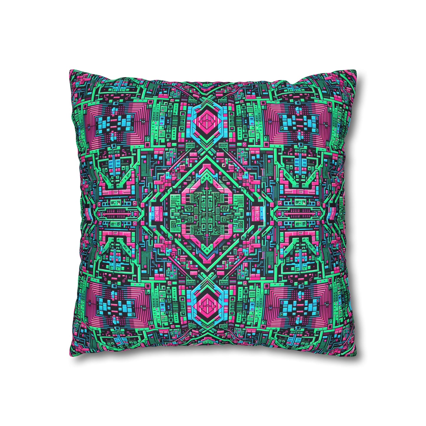 Digital Glitch Vibes Tech-Inspired Streetwear Faux Suede Square Pillowcase - 8404 Design-71