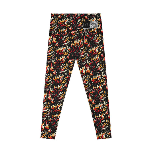 Fire & Flames Bold Streetwear Statement Stretch Leggings - 8404 Design-60