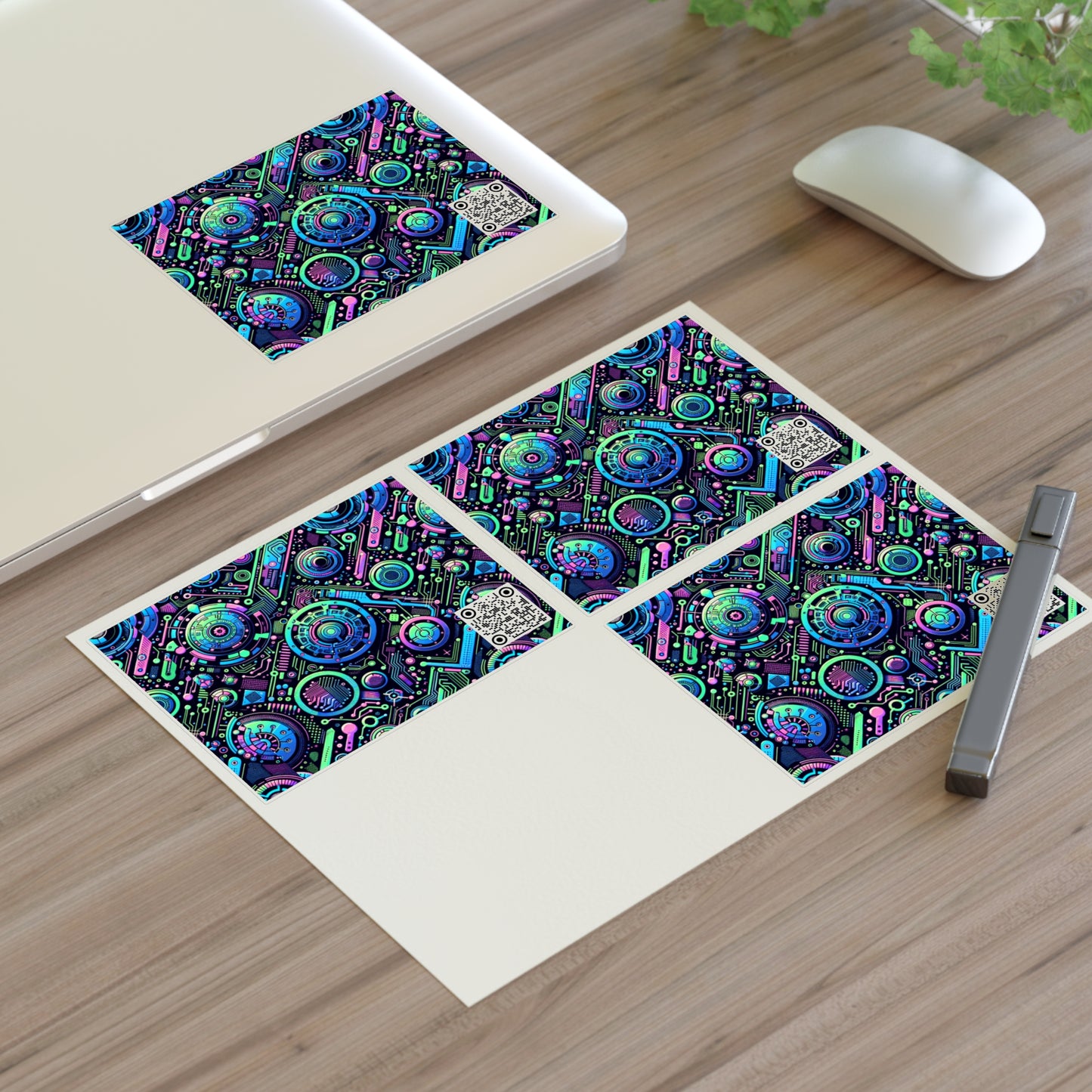 Tech-Infused Neon Tech-Forward Streetwear Sticker Sheets - 8404 Design-31