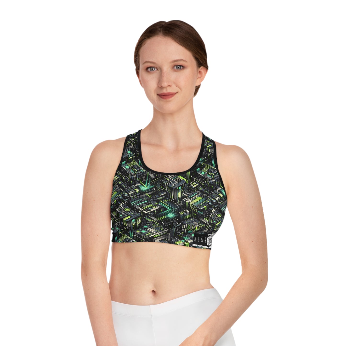 Tech-Infused Graphics Tech-Forward Streetwear Sports Bra - 8404 Design-47
