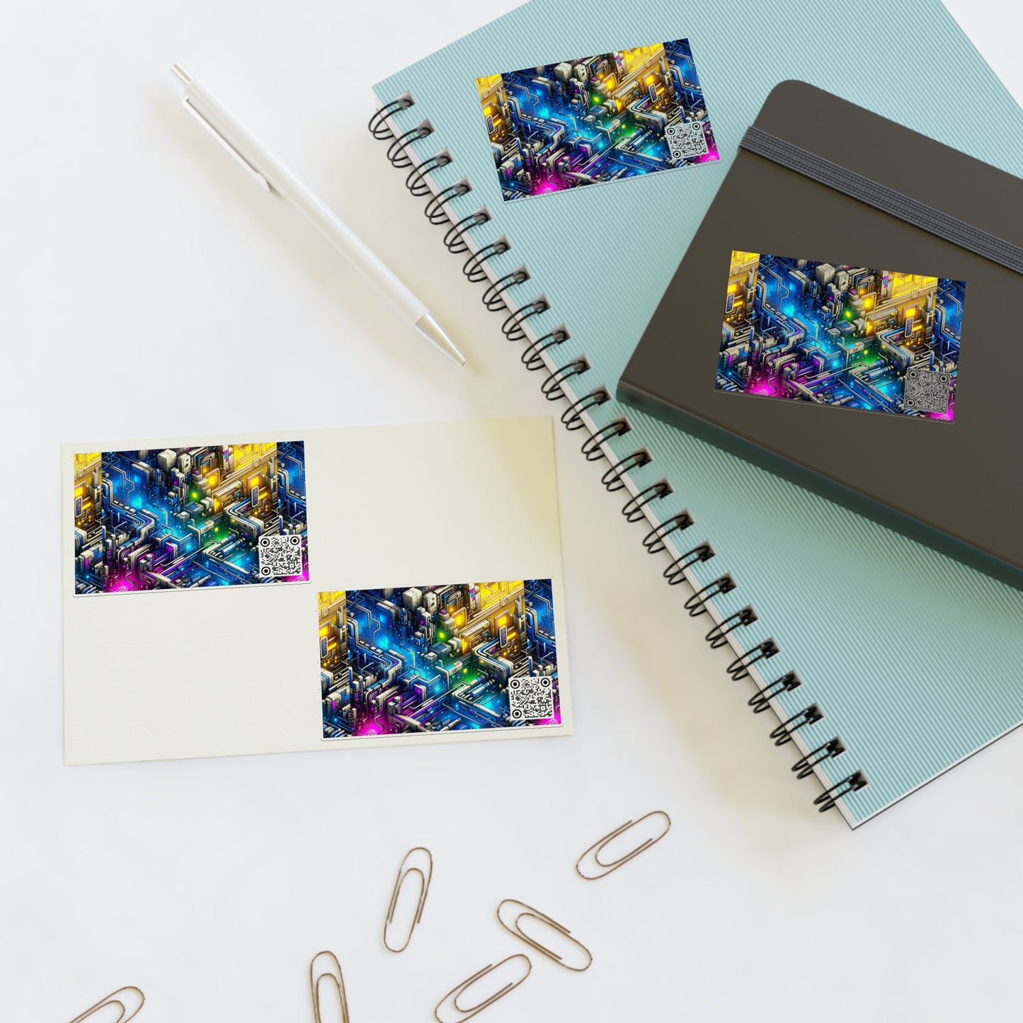 Tech Art Fusion Tech-Forward Streetwear Sticker Sheets - 8404 Design-45