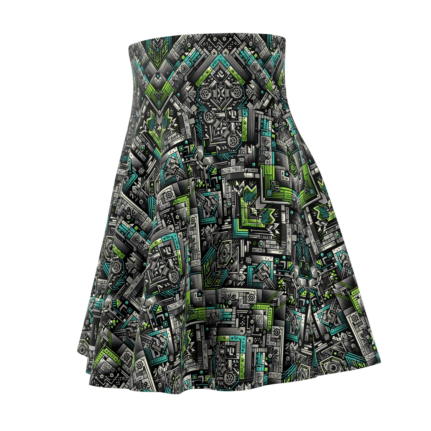 Tech-Infused Graphics Tech-Forward Streetwear Women's Skater Skirt - 8404 Design-48