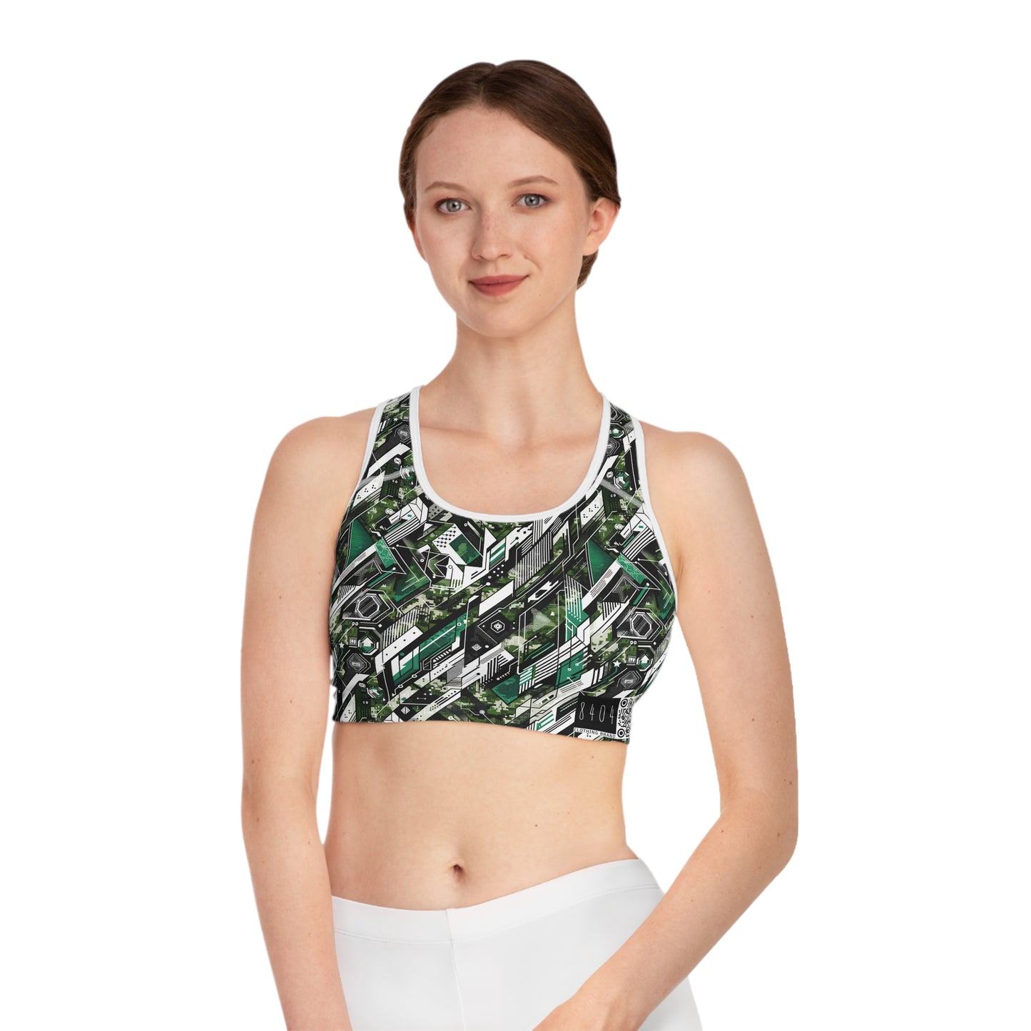Tech Camo Fusion Tech-Forward Streetwear With a Futuristic Edge Sports Bra - 8404 Design-63