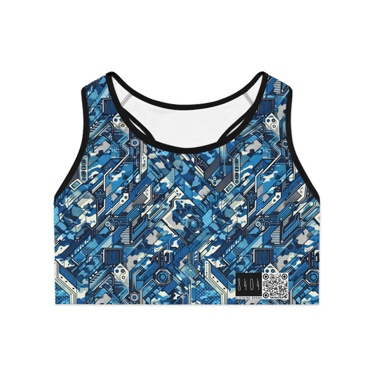 Tech Urban Camo Tech-Forward Streetwear With a Futuristic Military Edge Sports Bra - 8404 Design-39