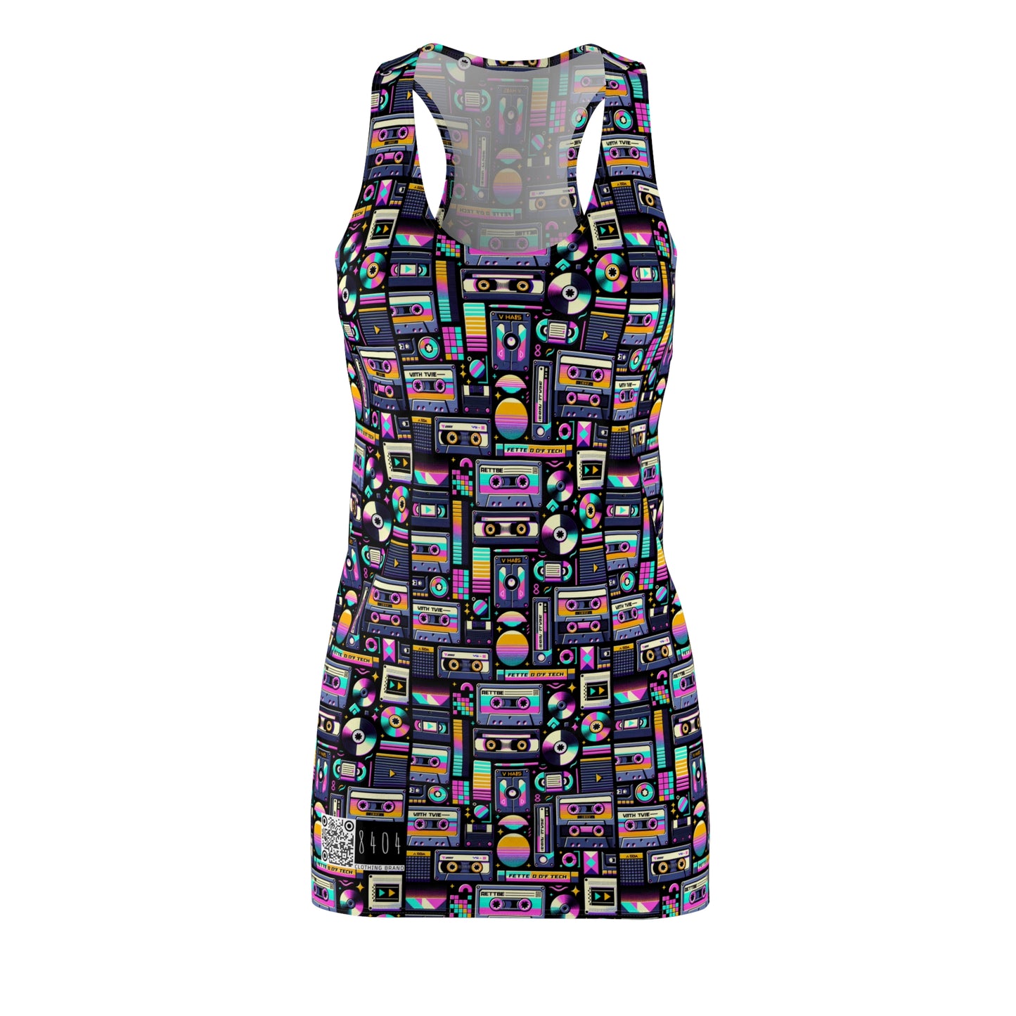 Digital Nostalgia Tech-Inspired Retro Fusion Women's Cut & Sew Racerback Dress - 8404 Design-48