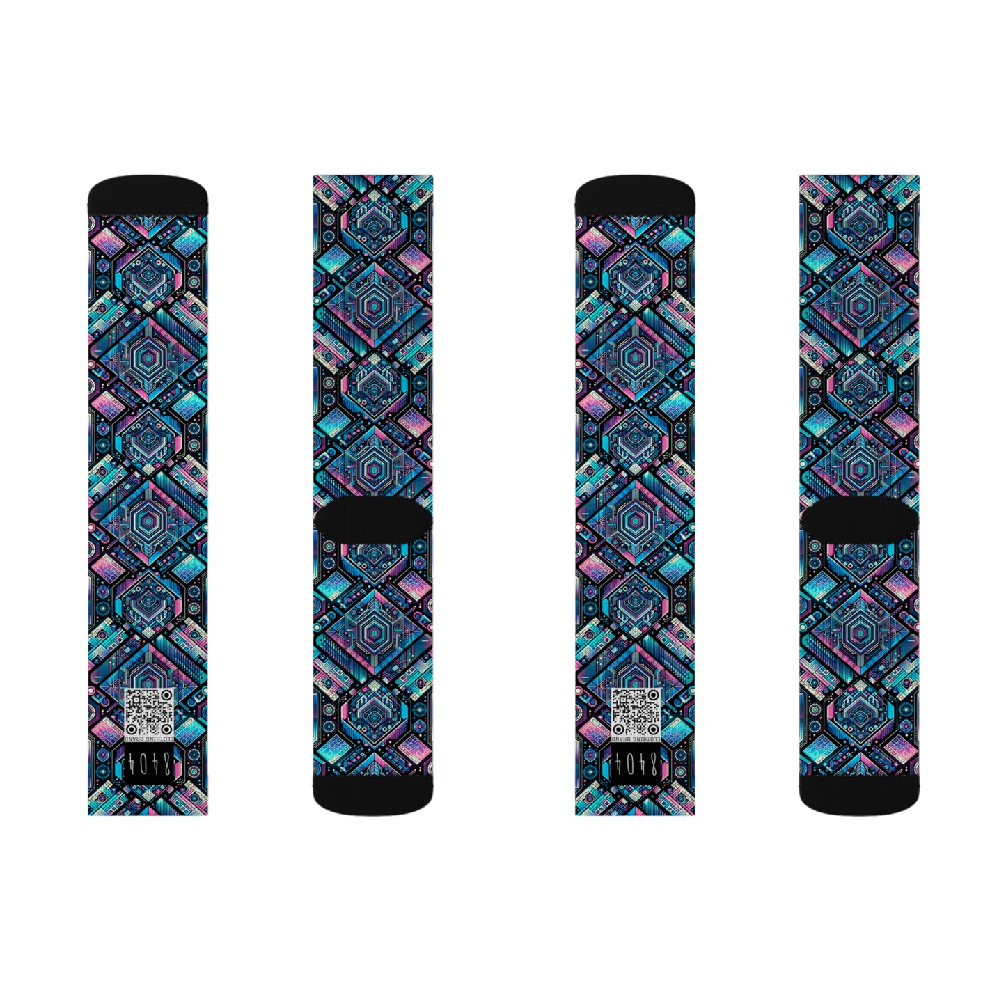 Digital Dreamland Futuristic Tech Aesthetic Sublimation Socks - 8404 Design-46