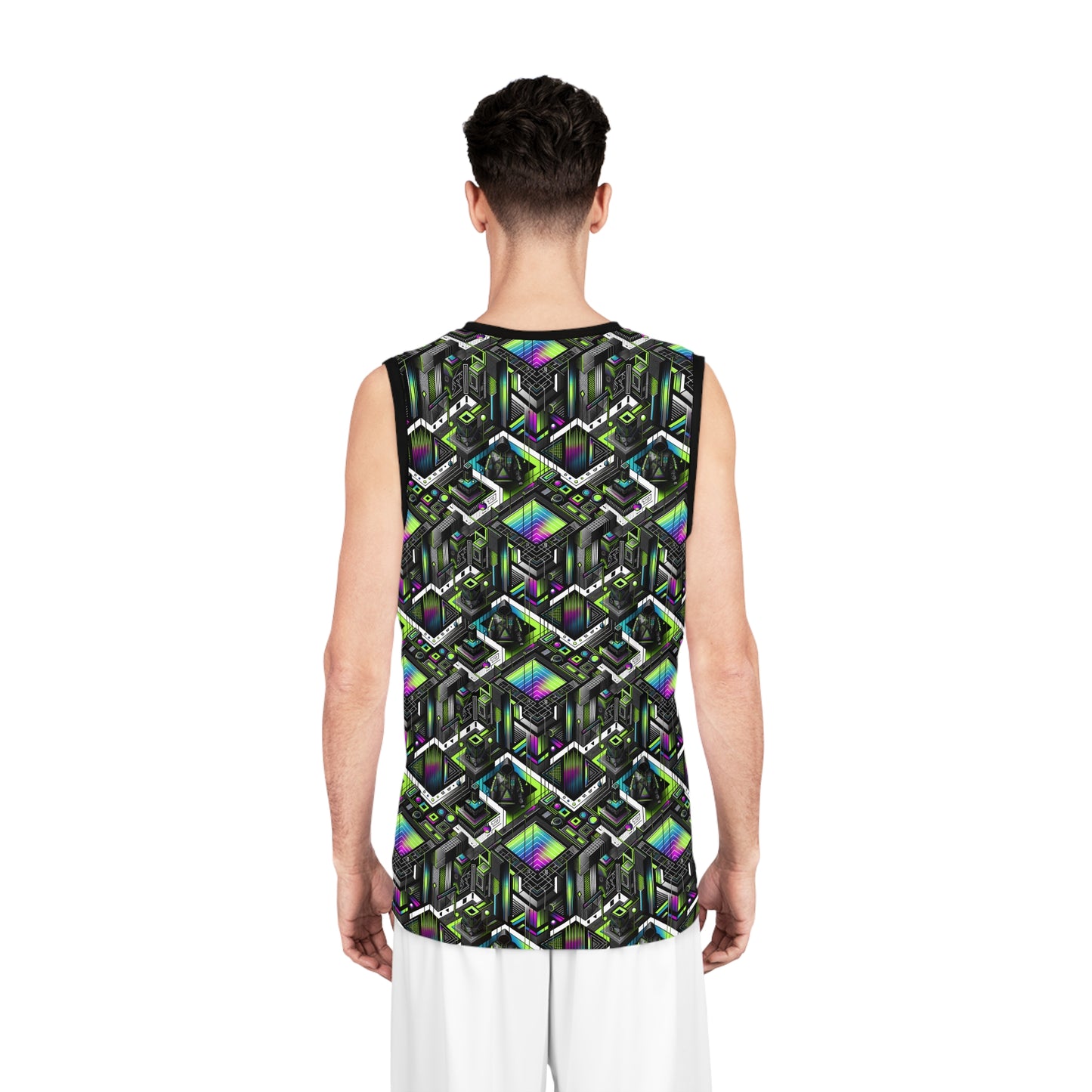 Retro Futurism Graphics Tech-Forward Streetwear Basketball Jersey - 8404 Design-52