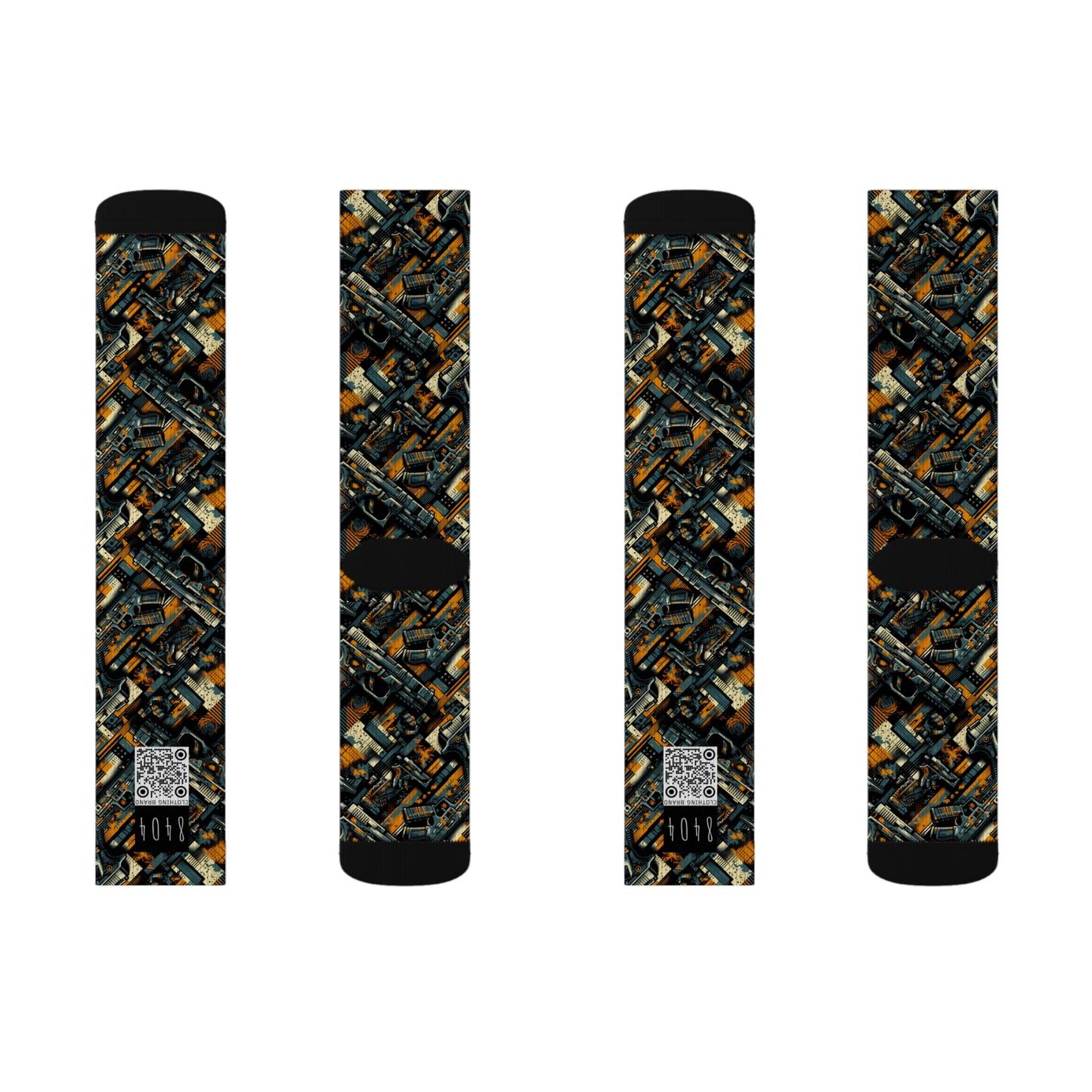 Digital Punk Futuristic Grunge Sublimation Socks - 8404 Design-47