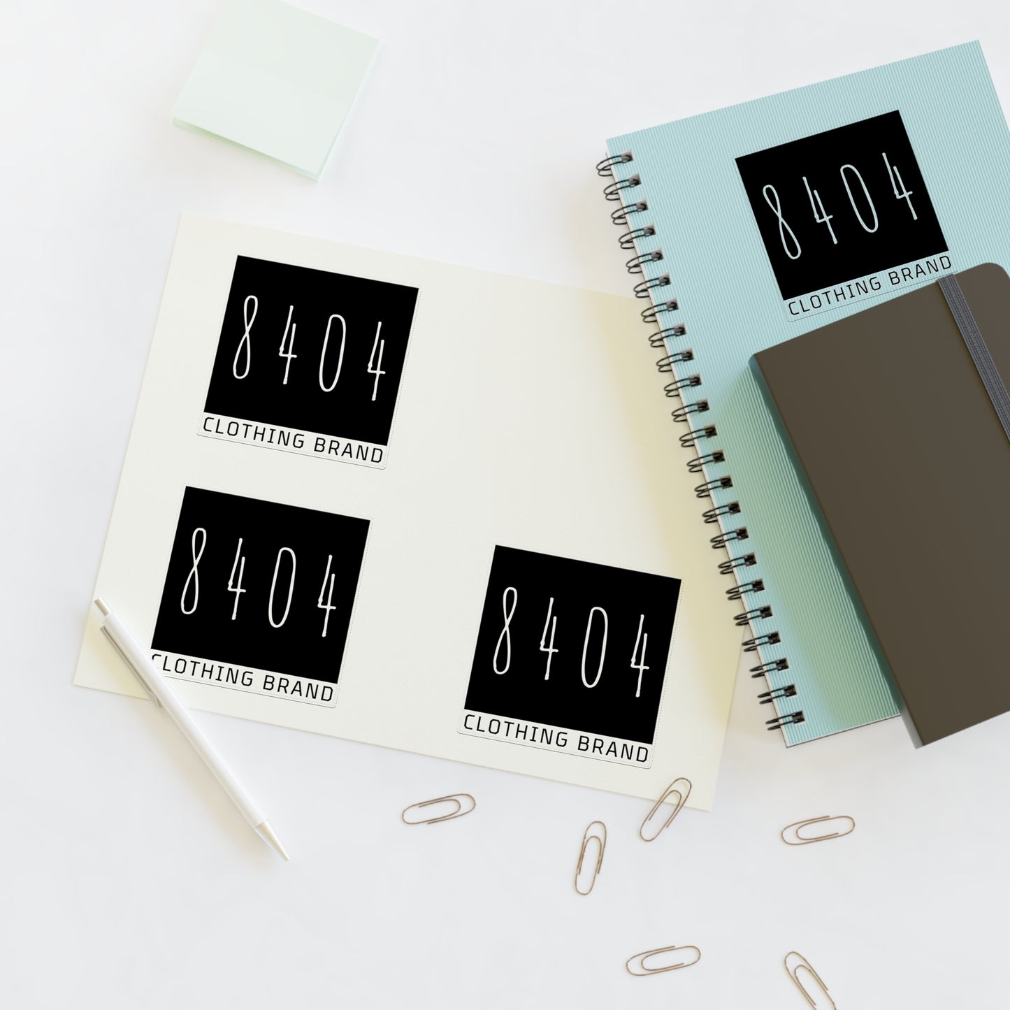 8404 Logo Sticker Sheets - Holographic, Transparent, or White - 6 In. X 4 In. or 11 In. X 8.5 In. - 1 Sheet of 4 Stickers