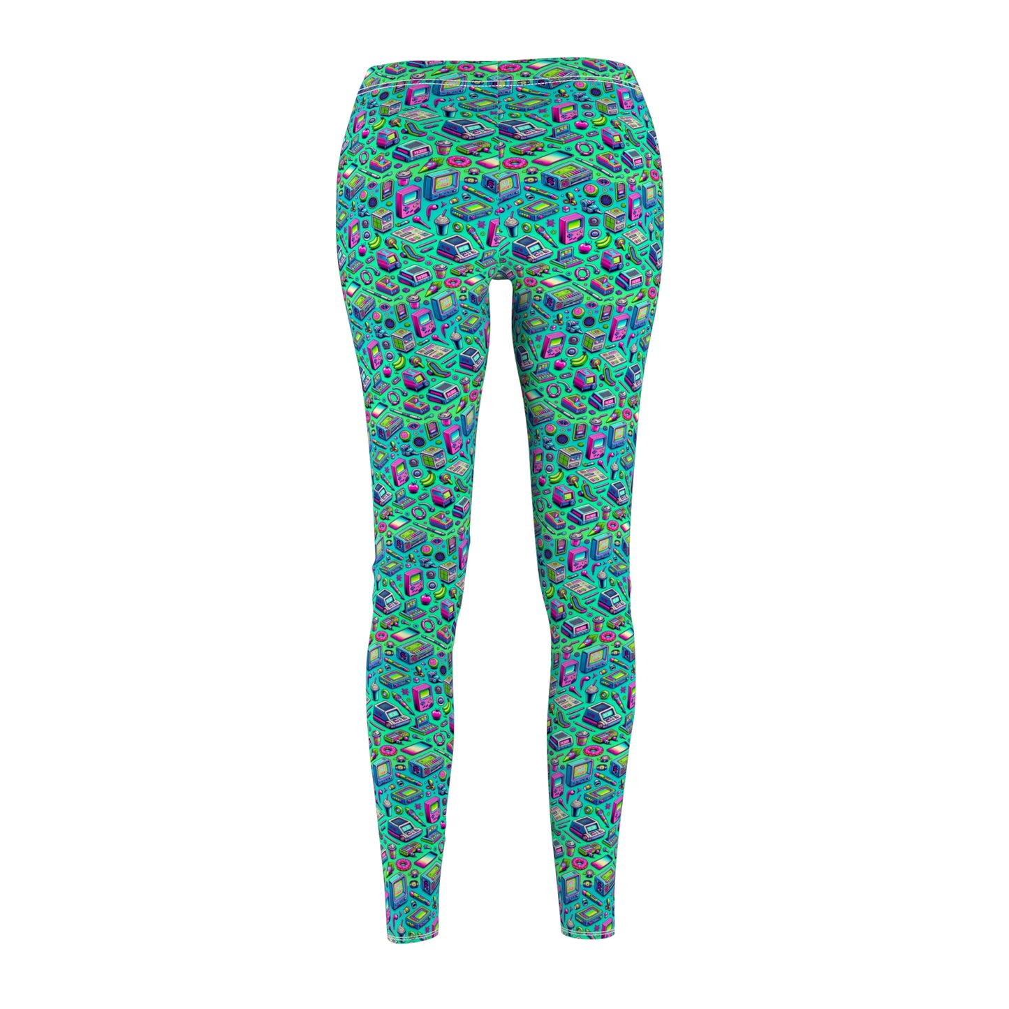Y2k Revival Nostalgic Futurism Women's Cut & Sew Casual Leggings - 8404 Design-48
