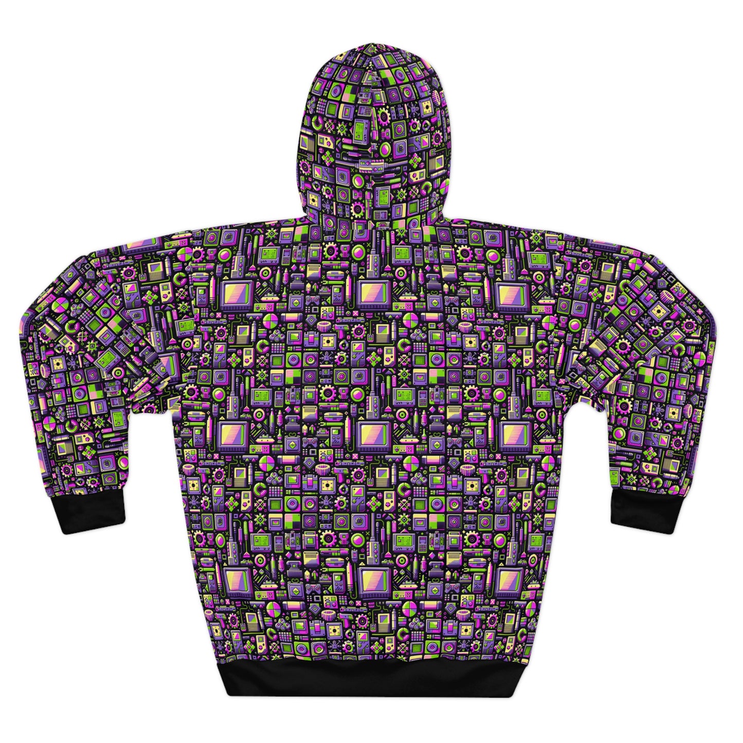 Digital Nostalgia Remix Modern Vintage Fusion Pullover Hoodie - 8404 Design-67