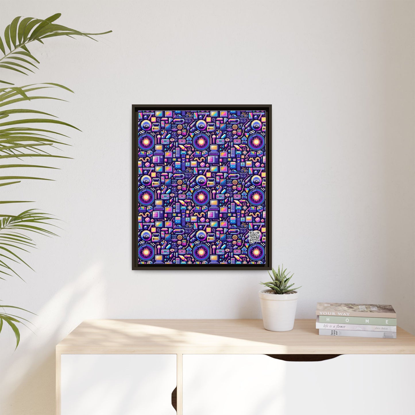 Digital Nostalgia Modern Retro Fusion Matte Canvas, Framed (multi-Color) - 8404 Design-64 B