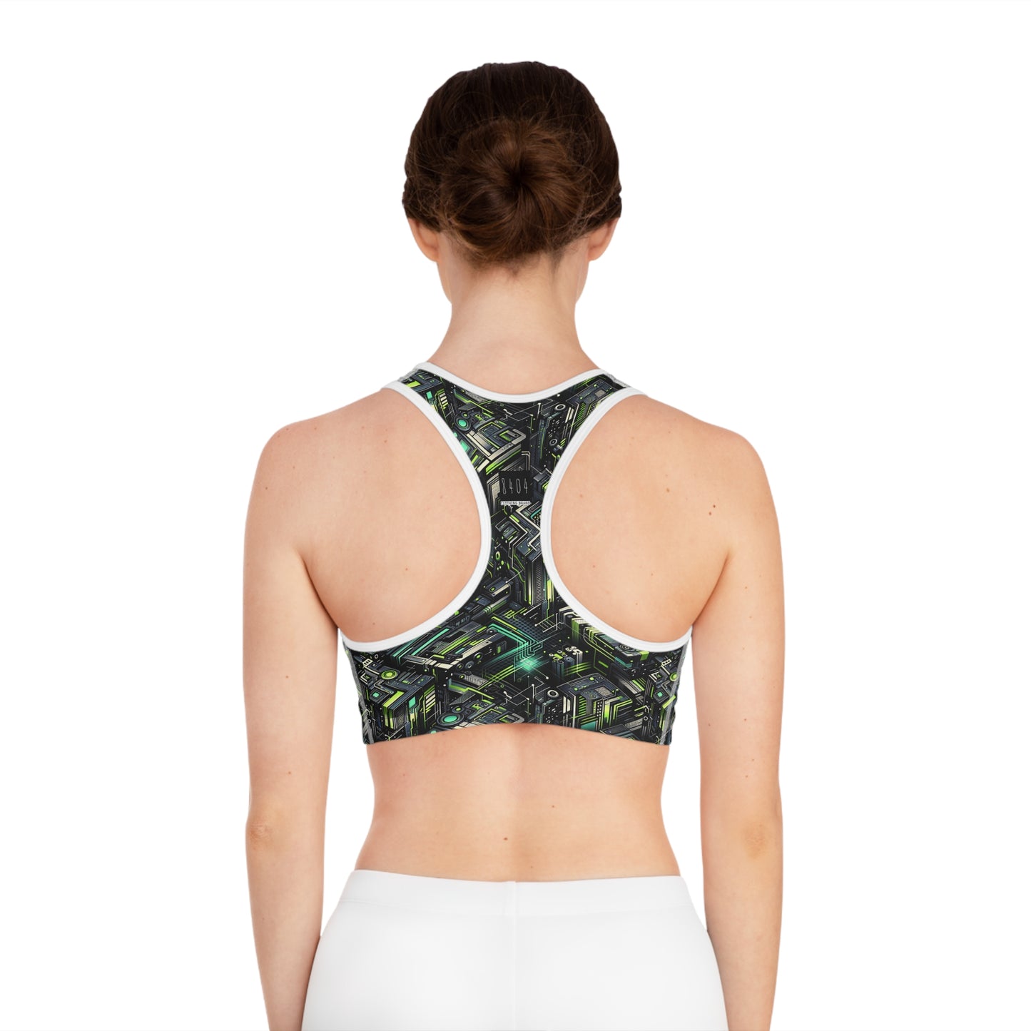 Tech-Infused Graphics Tech-Forward Streetwear Sports Bra - 8404 Design-47