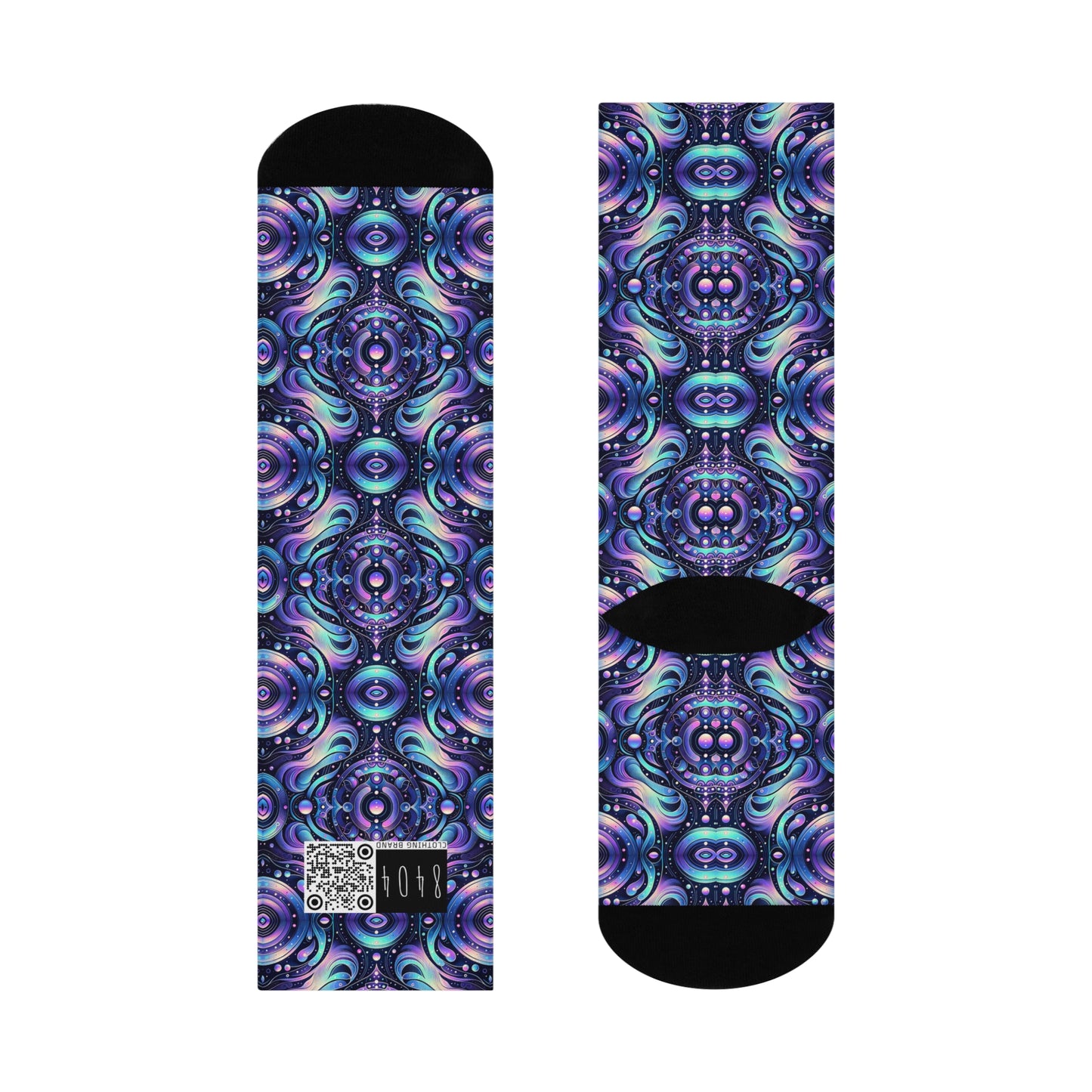 Iridescent Tech Fusion Tech-Forward Streetwear Cushioned Crew Socks - 8404 Design-62