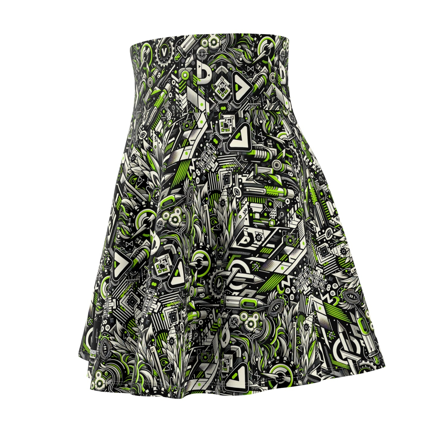 Graffiti Tech Fusion Bold Streetwear Fusion Women's Skater Skirt - 8404 Design-59