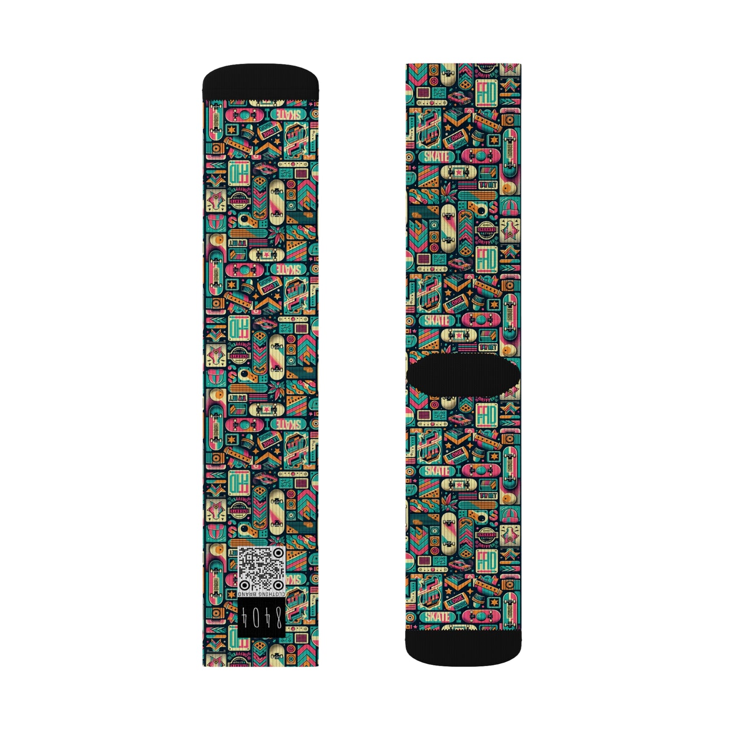 Skate Culture Revival Urban Retro Cool Sublimation Socks - 8404 Design-61