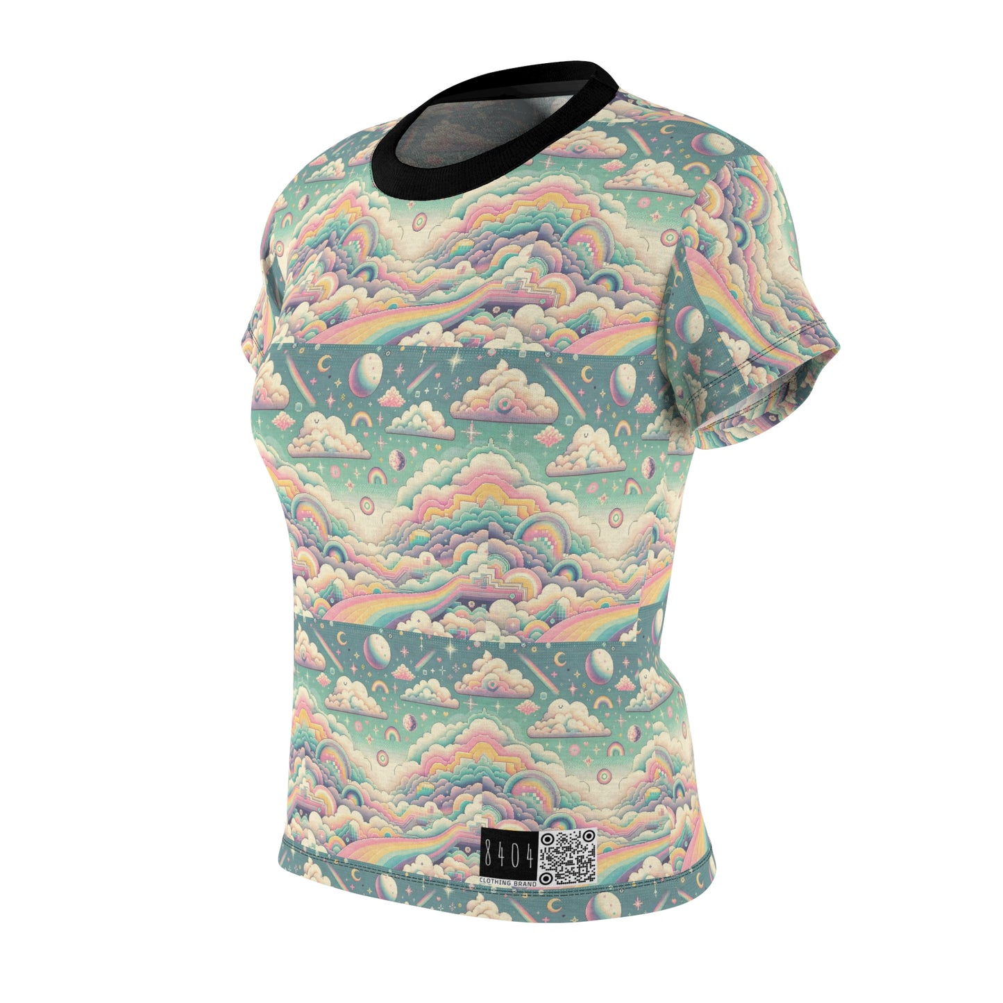 Digital Dreamland Whimsical and Nostalgic Streetwear With a Digital Twist Women's Cut & Sew Tee - 8404 Design-65