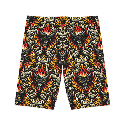 Flame Graphics Maximalist Streetwear Women's Bike Shorts - 8404 Design-59