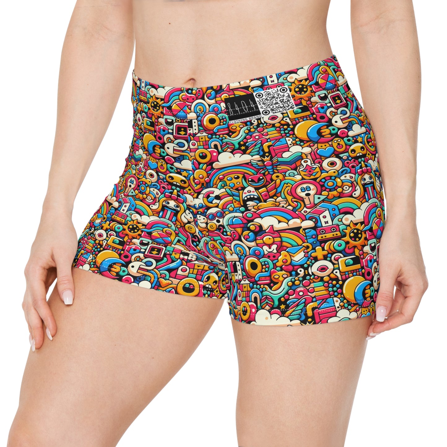 Neon Pop Playful Pop Culture Mashup Women's Shorts - 8404 Design-62