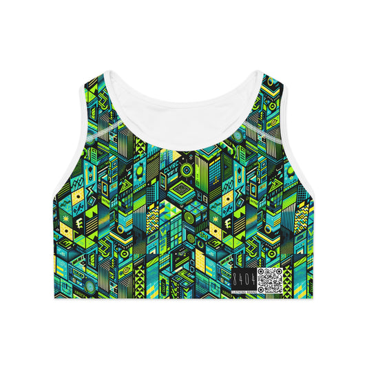 Tech-Infused Neon Tech-Forward Streetwear Sports Bra - 8404 Design-61