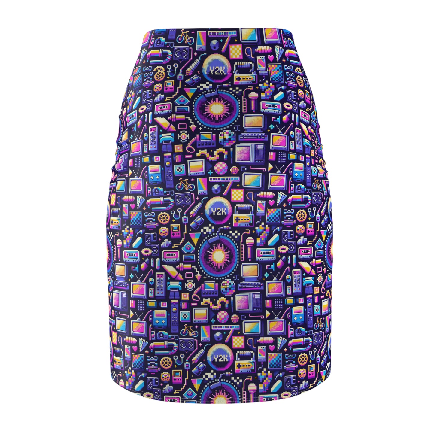 Digital Nostalgia Modern Retro Fusion Women's Pencil Skirt - 8404 Design-64