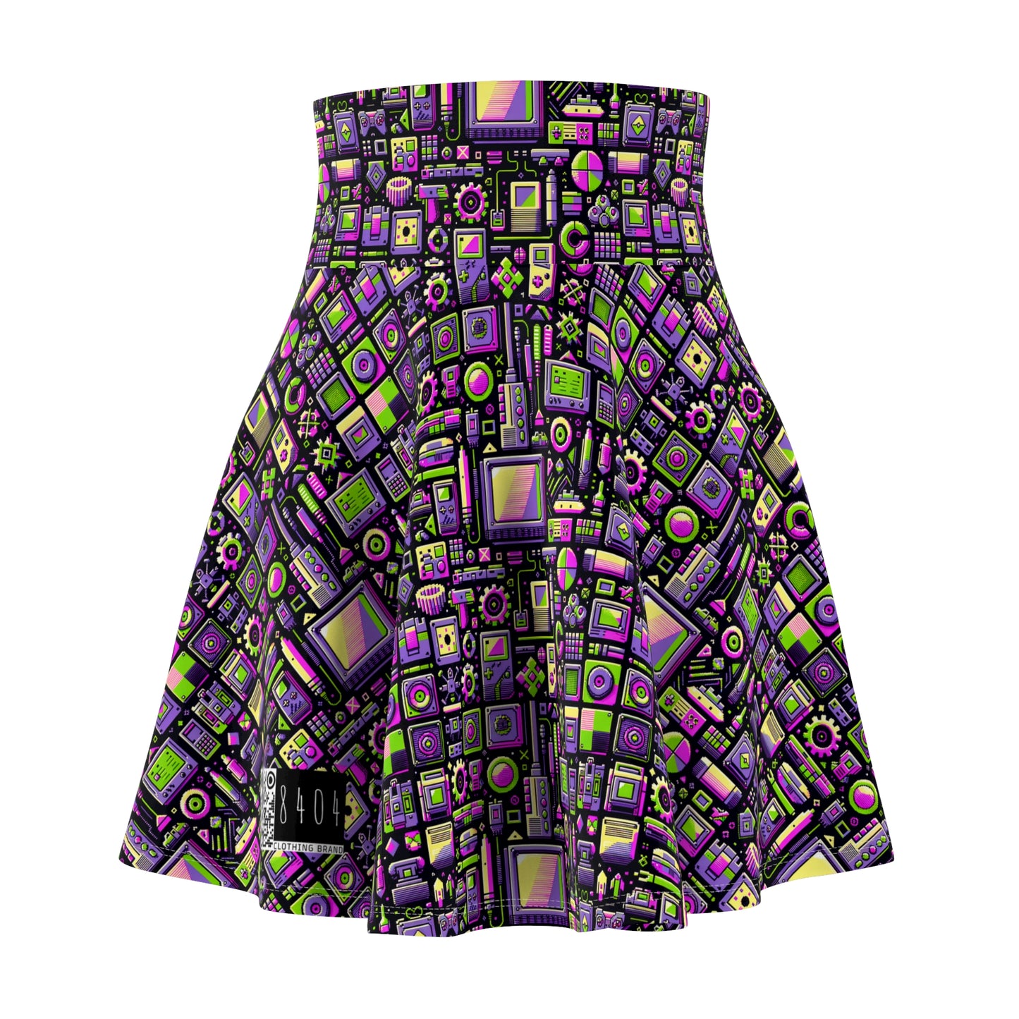 Digital Nostalgia Remix Modern Vintage Fusion Women's Skater Skirt - 8404 Design-67