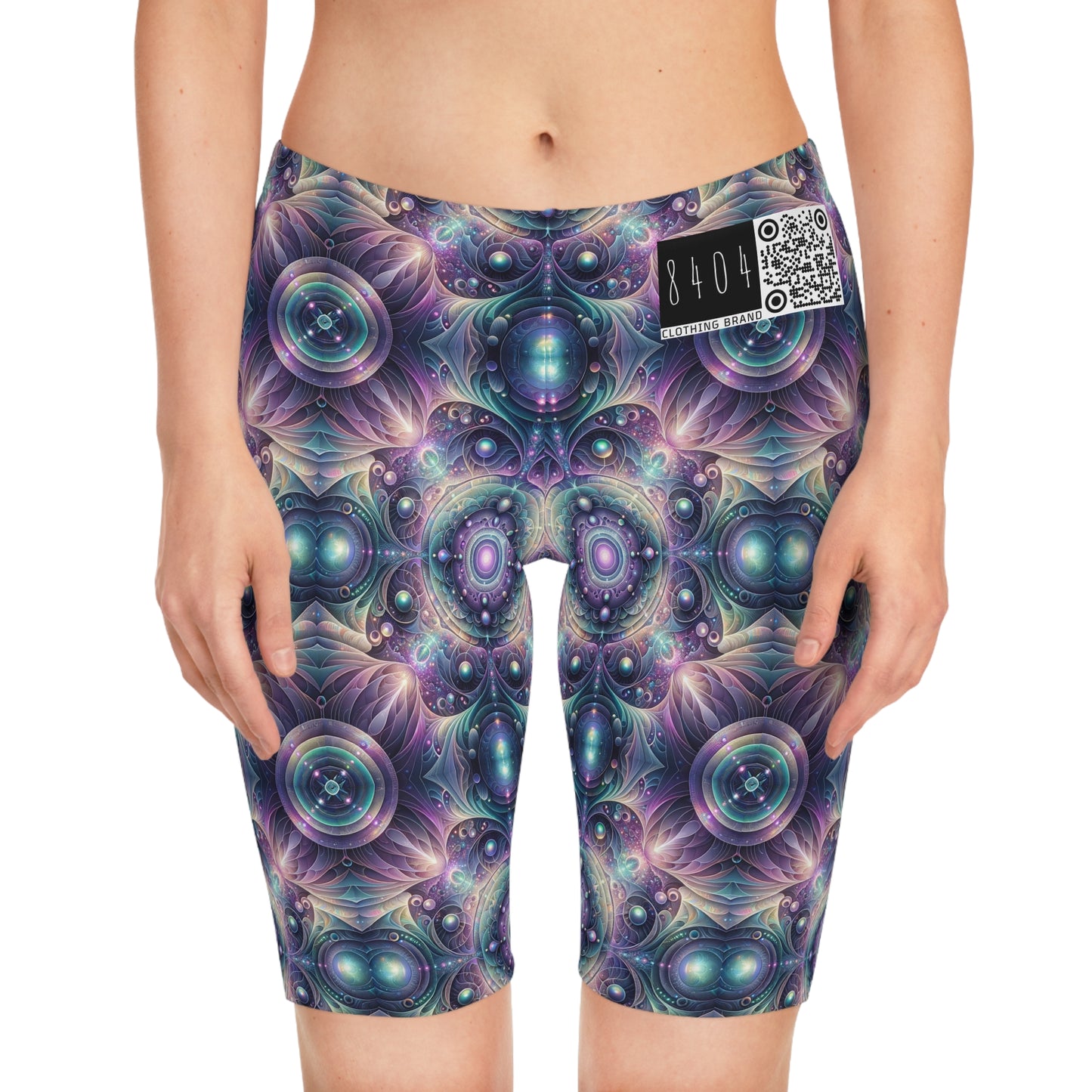 Iridescent Tech Fusion Tech-Forward Streetwear Women's Bike Shorts - 8404 Design-61