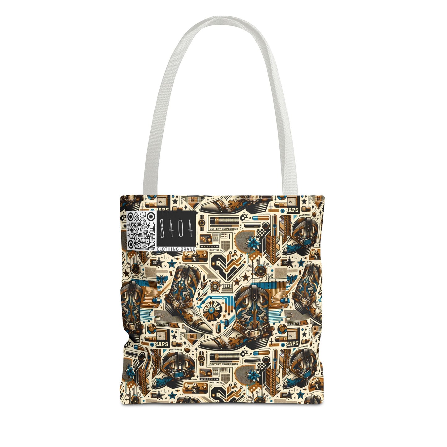 Digital Cowboy Chic Tech-Infused Western Fusion Tote Bag - 8404 Design-45