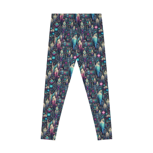 Digital Renaissance Tech-Forward Maximalism Stretch Leggings - 8404 Design-56