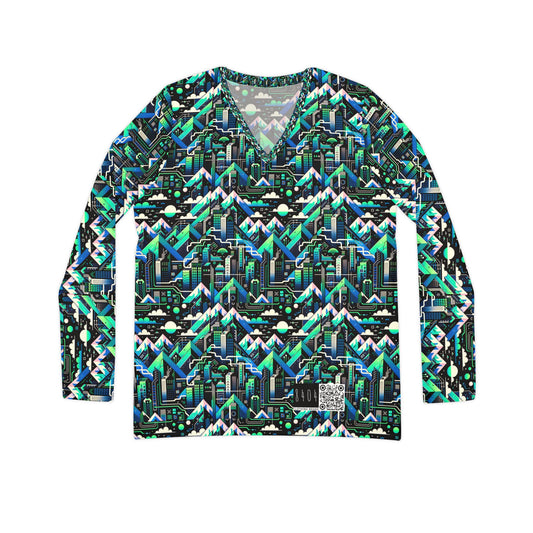 Digital Adventure Graphics Digital Explorer Women's Long Sleeve V-Neck Shirt - 8404 Design-55