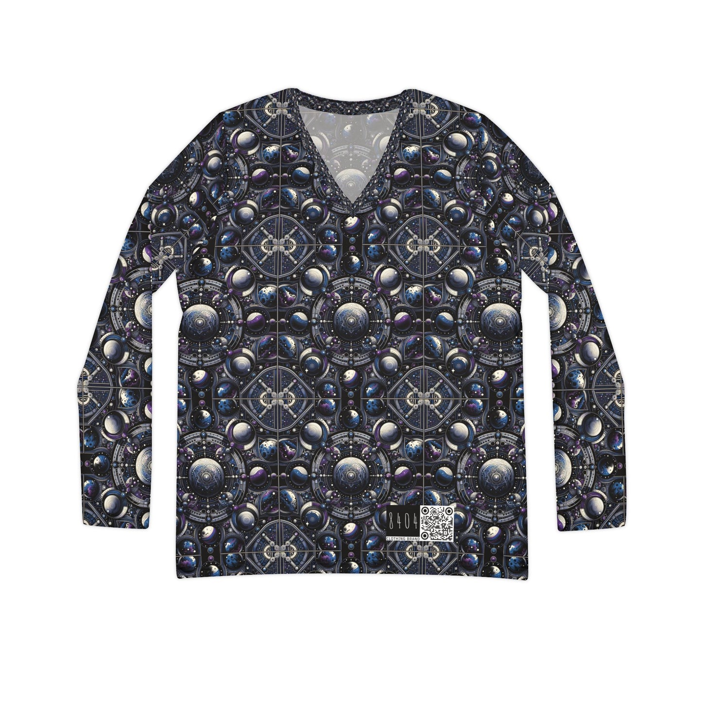 Tech Astronaut Tech-Forward Streetwear Meets Space Exploration Women's Long Sleeve V-Neck Shirt - 8404 Design-46
