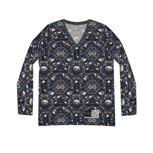 Tech Astronaut Tech-Forward Streetwear Meets Space Exploration Women's Long Sleeve V-Neck Shirt - 8404 Design-46