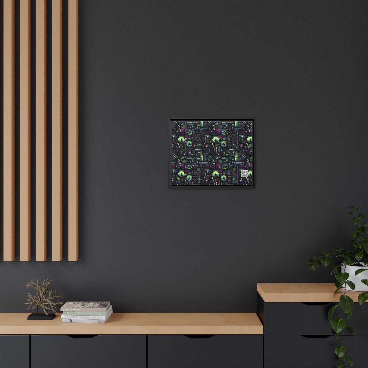 Tech Noir Futuristic Cyberpunk Matte Canvas, Framed (multi-Color) - 8404 Design-63 A