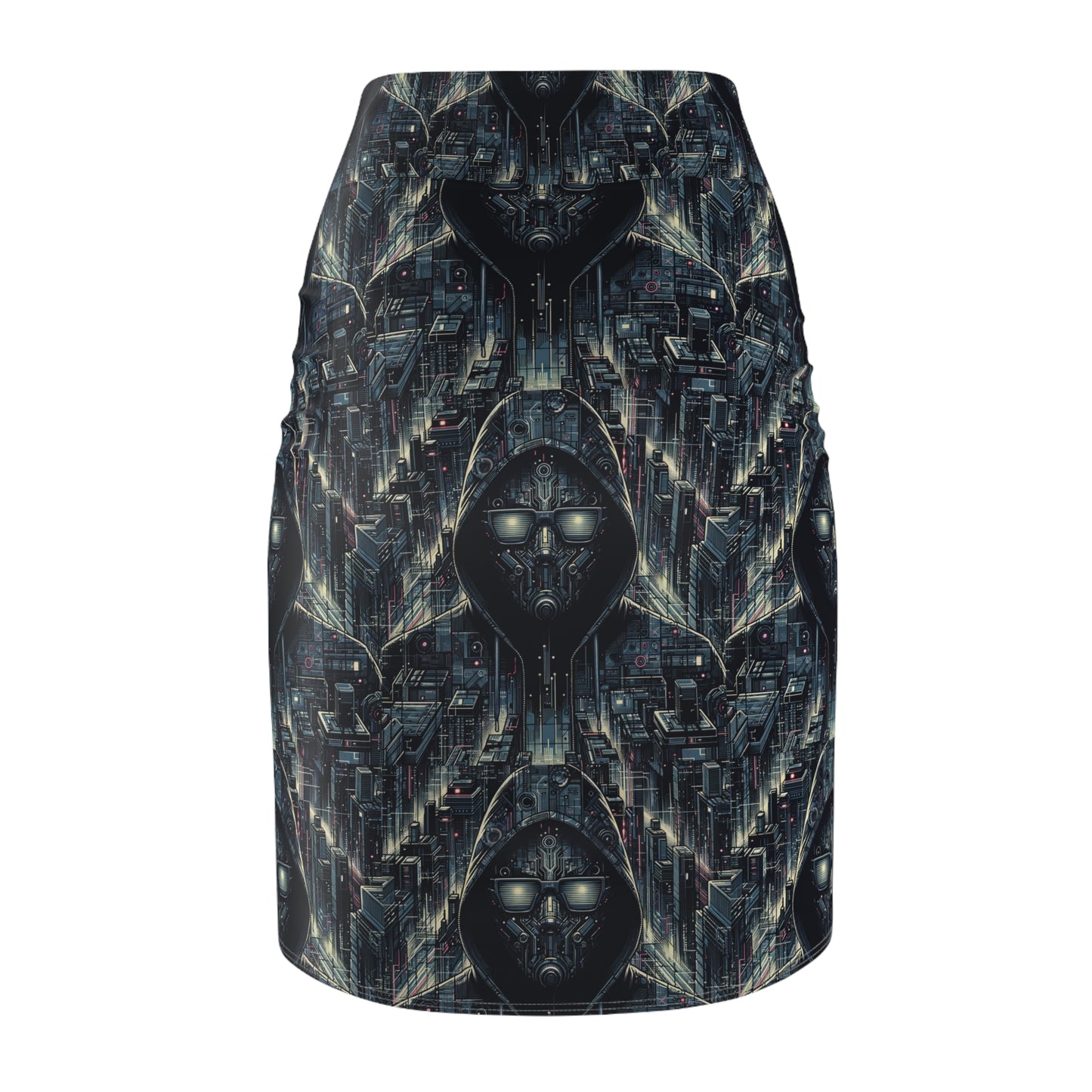 Tech Noir Aesthetics Sleek Tech Streetwear Women's Pencil Skirt - 8404 Design-56