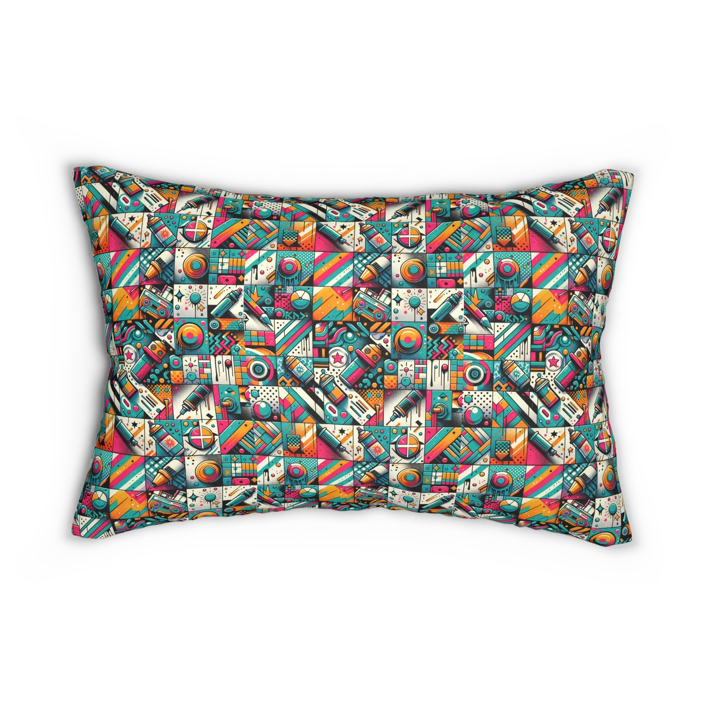 Graffiti Fusion Modern Street Art Fusion Spun Polyester Lumbar Pillow - 8404 Design-58 B