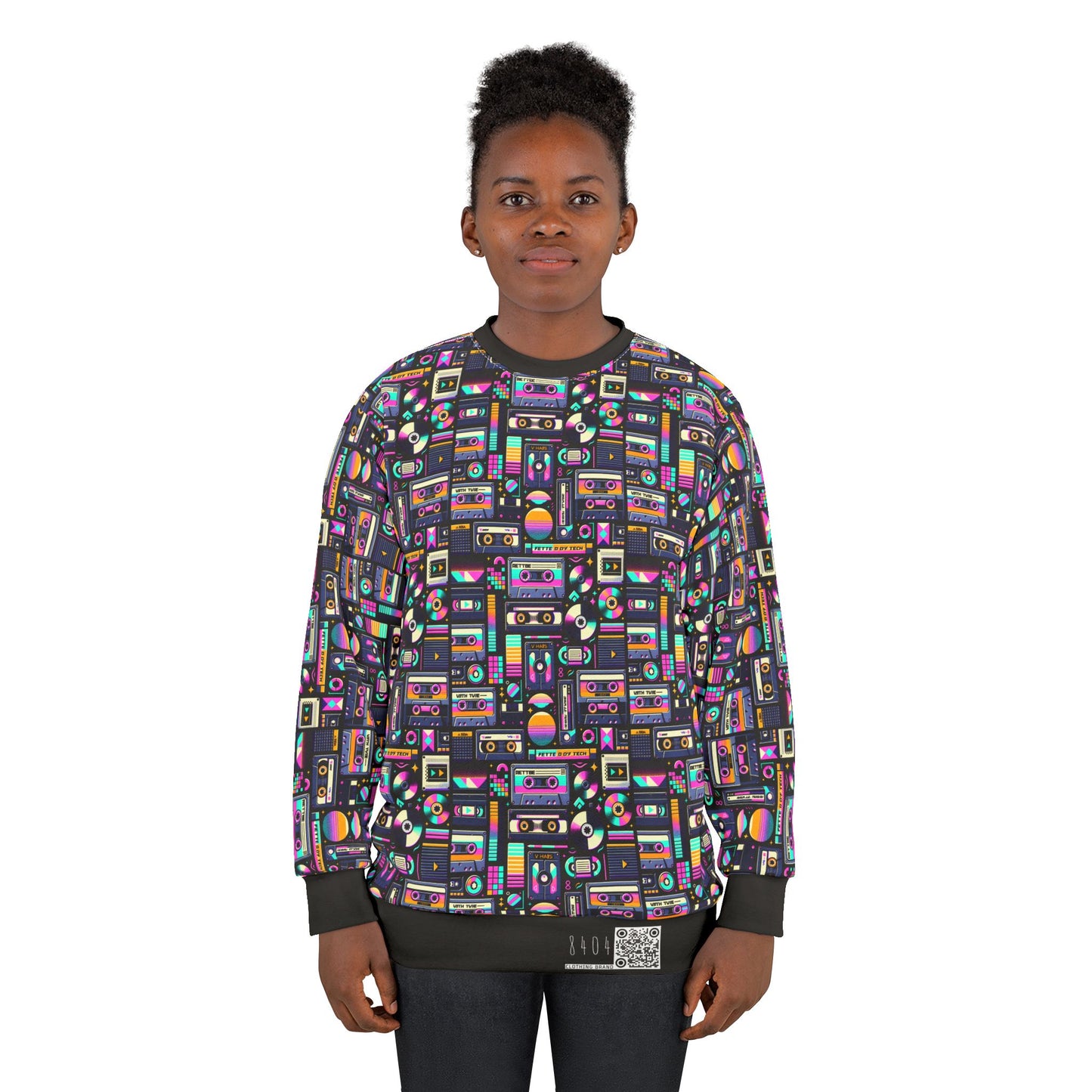 Digital Nostalgia Tech-Inspired Retro Fusion Sweatshirt - 8404 Design-48