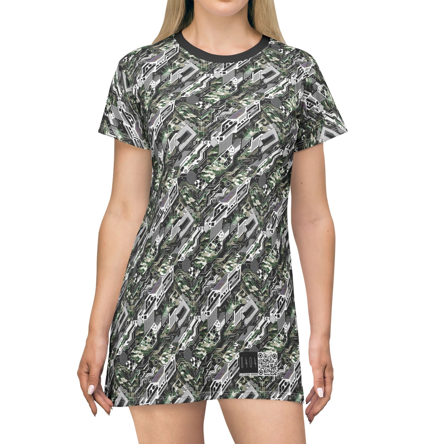 Tech Camo Fusion Tech-Forward Streetwear With a Futuristic Edge T-Shirt Dress - 8404 Design-46