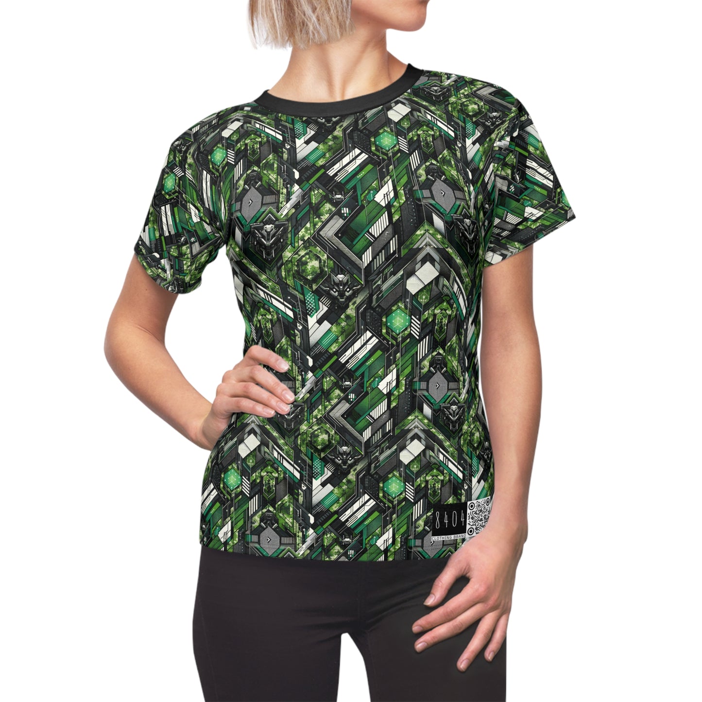 Tech Camo Fusion Tech-Forward Streetwear With a Futuristic Edge Women's Cut & Sew Tee - 8404 Design-58