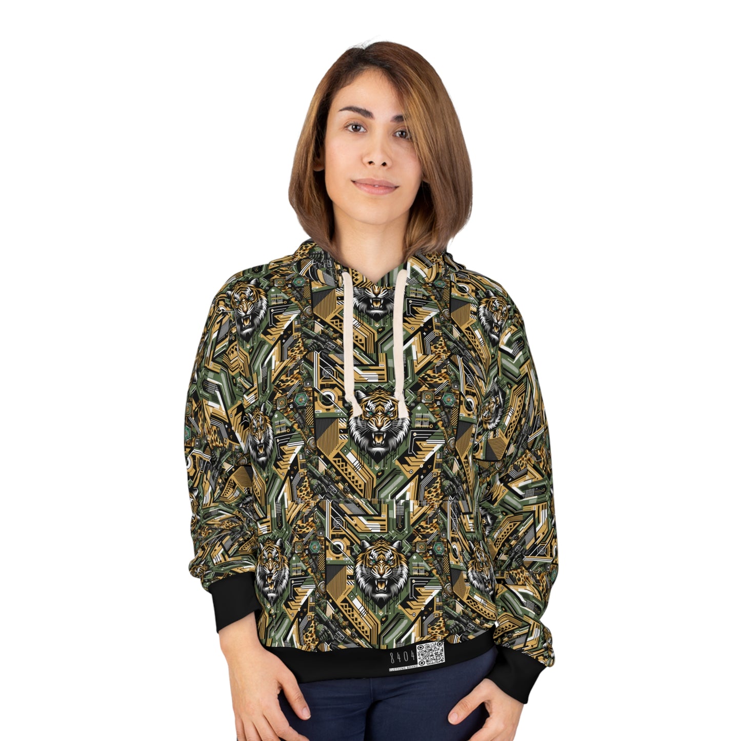 Neo-Camo Fusion Tech-Forward Streetwear Pullover Hoodie - 8404 Design-58