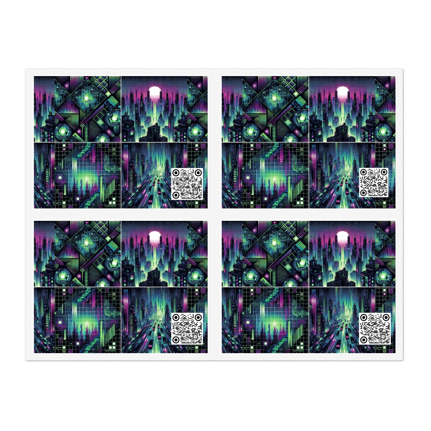 Tech Noir Aesthetics Tech-Forward Urban Dystopia Sticker Sheets - 8404 Design-54