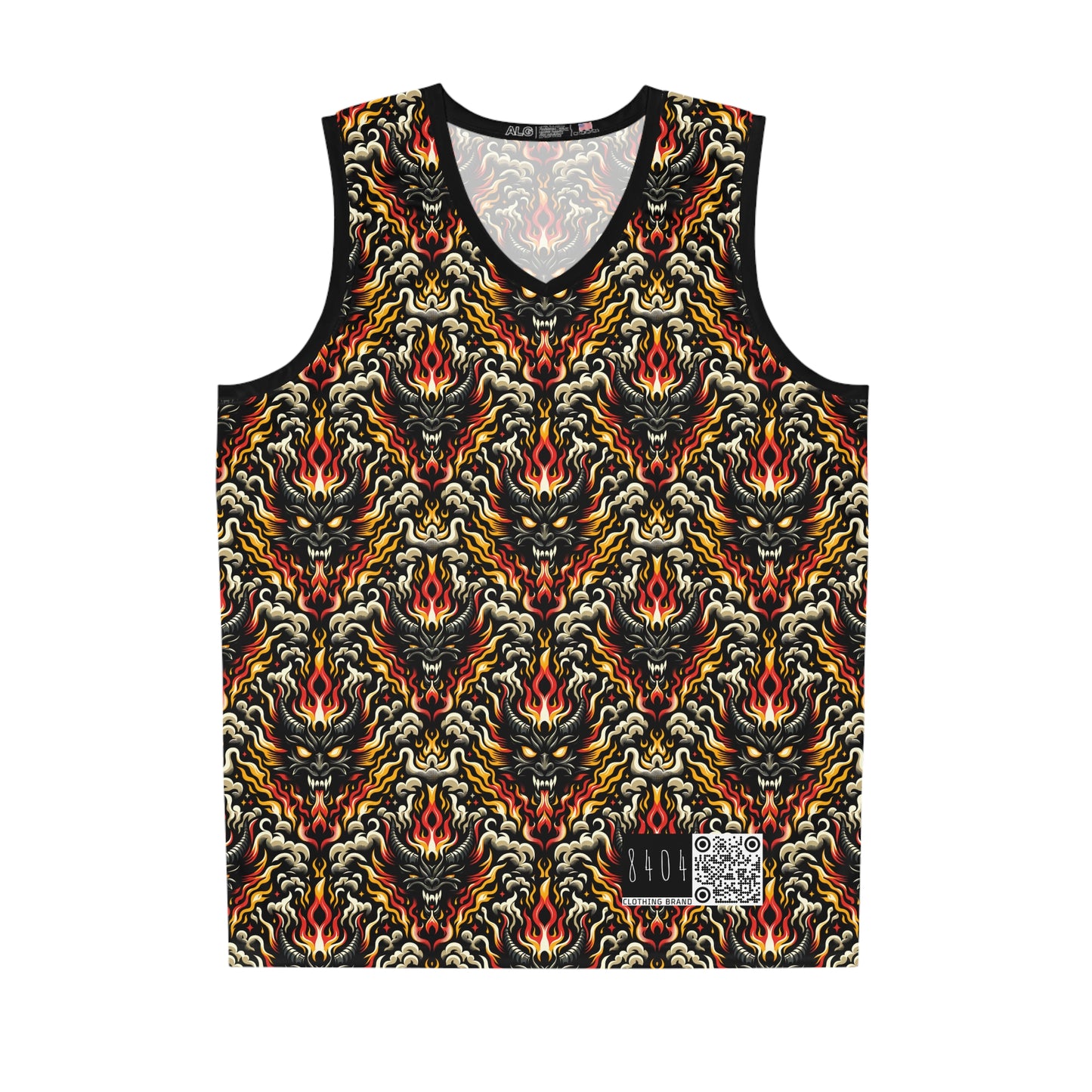 Flame Graphics Maximalist Streetwear Basketball Jersey - 8404 Design-59
