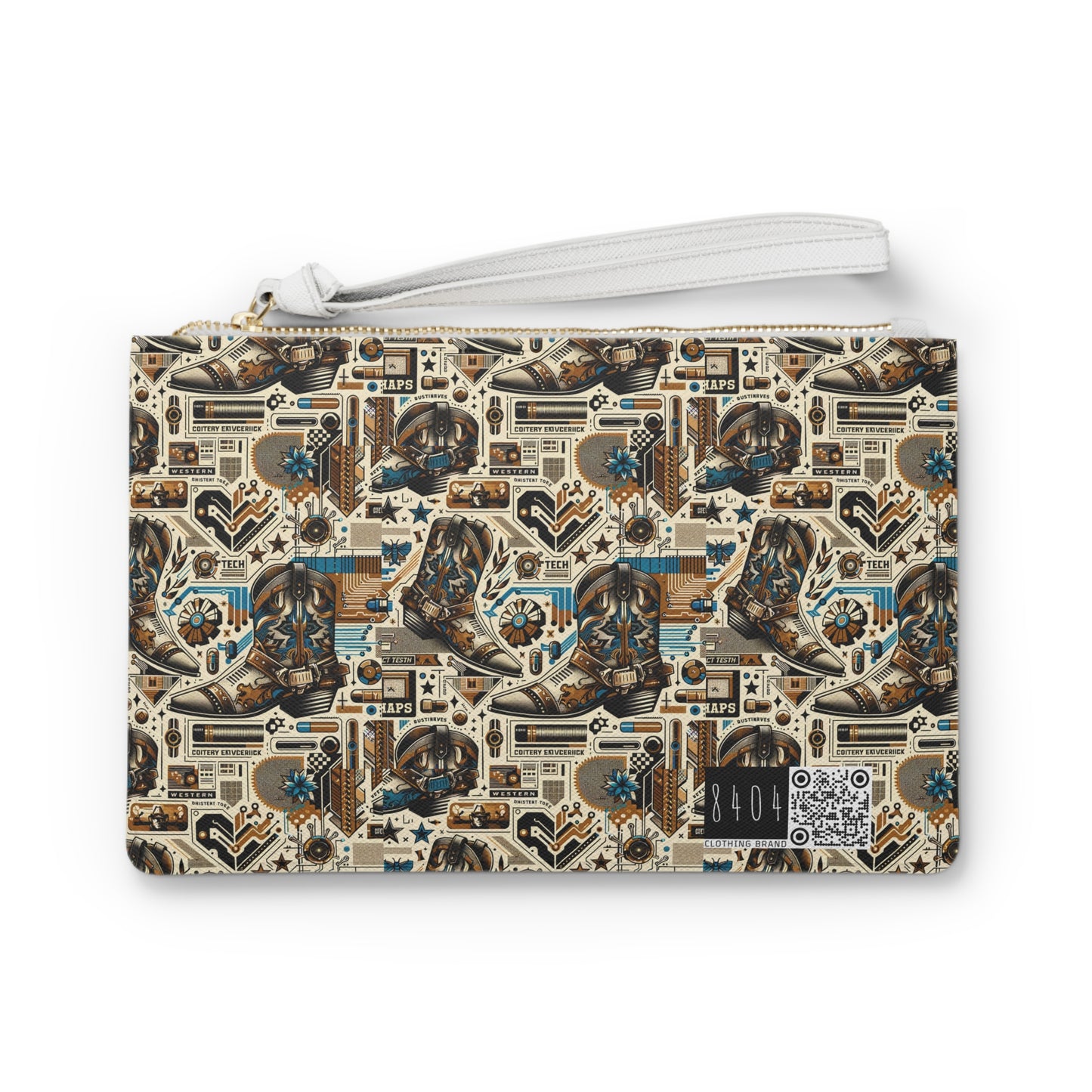 Digital Cowboy Chic Tech-Infused Western Fusion Clutch Bag - 8404 Design-45