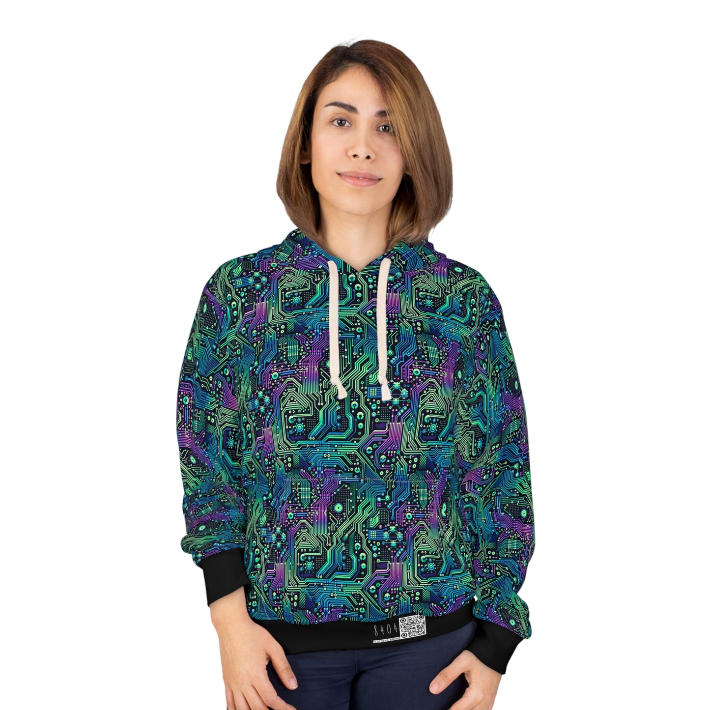 Tech-Infused Neon Tech-Forward Streetwear Pullover Hoodie - 8404 Design-66