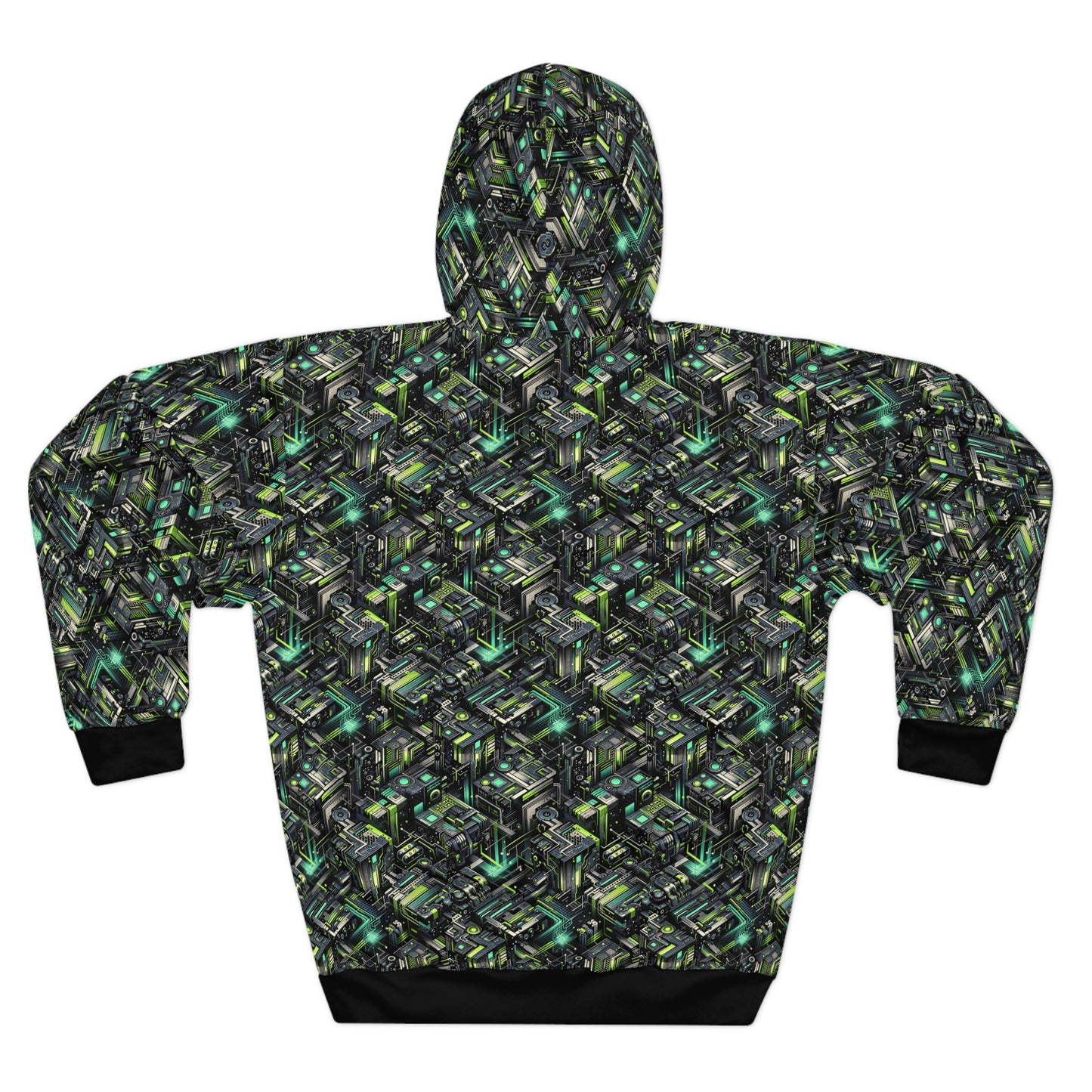 Tech-Infused Graphics Tech-Forward Streetwear Pullover Hoodie - 8404 Design-47