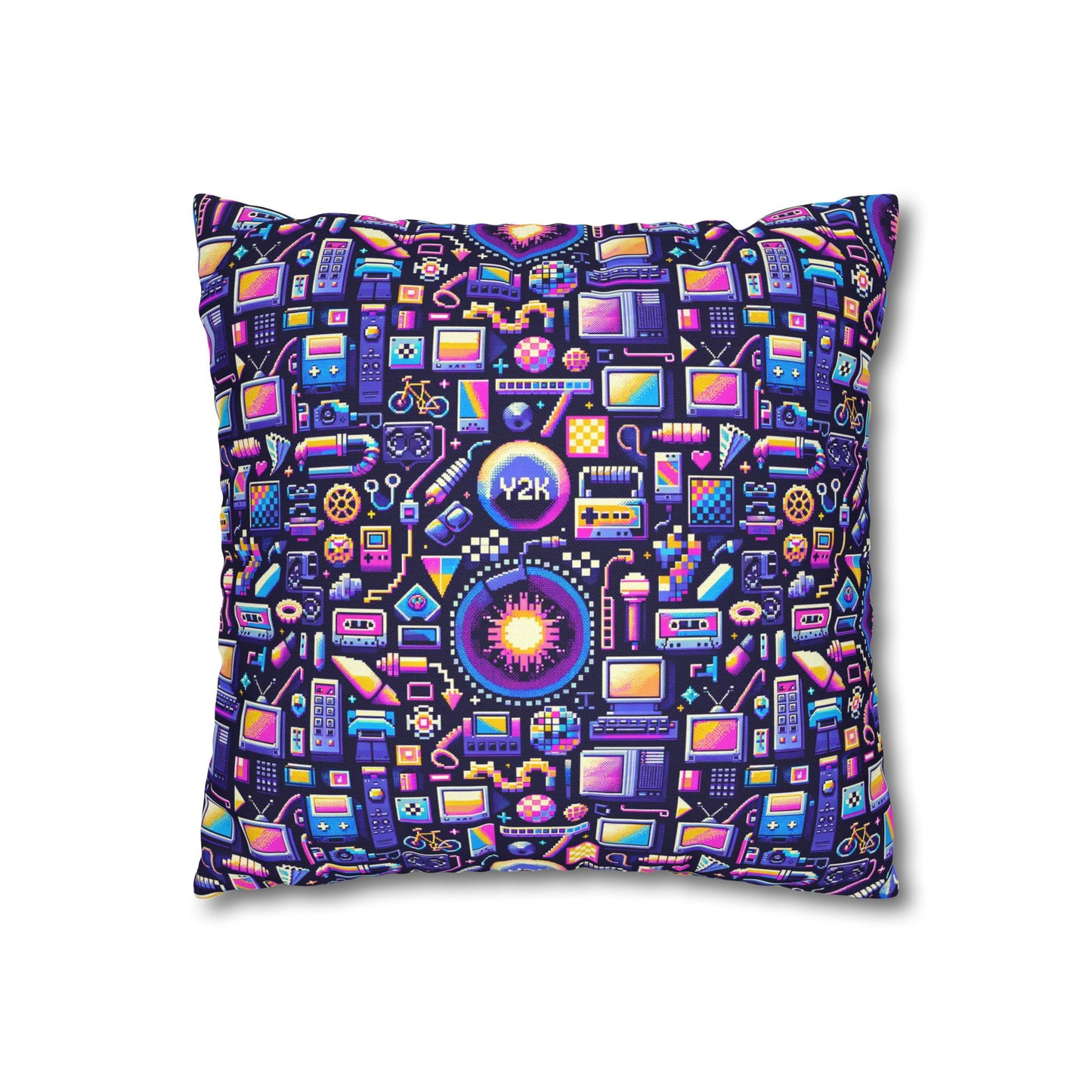 Digital Nostalgia Modern Retro Fusion Spun Polyester Square Pillowcase - 8404 Design-64