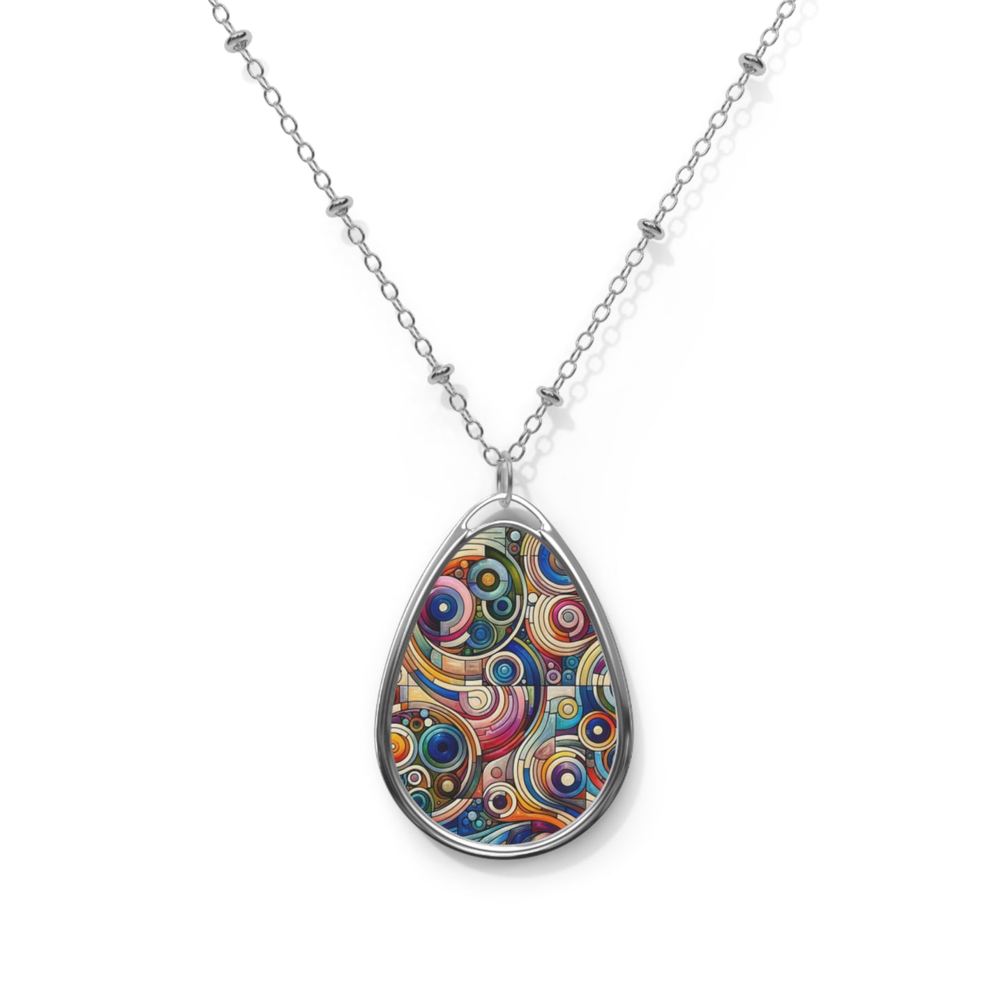 Digital Artistic Expression Artistic Streetwear Oval Necklace - 8404 Design-49