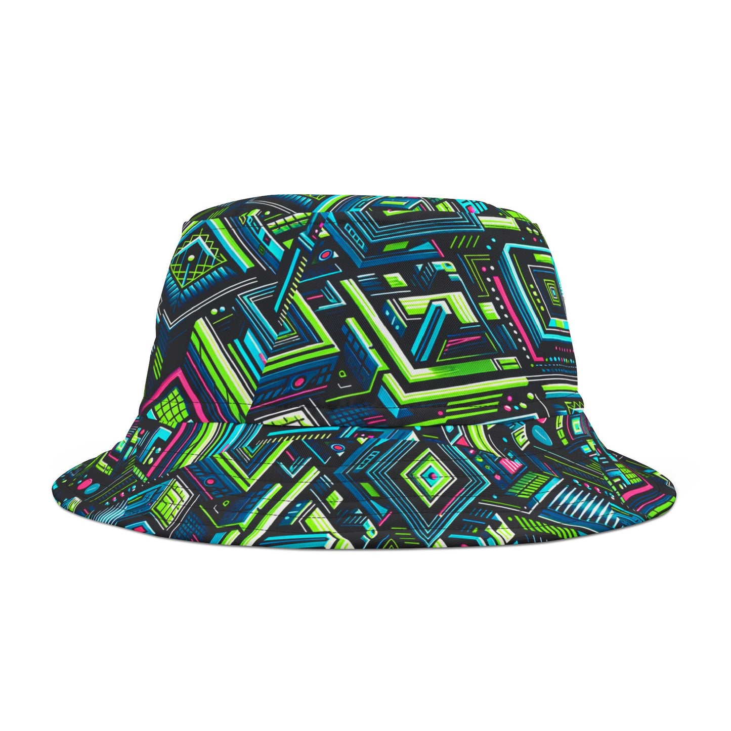 Tech Neon Fusion Tech-Forward Streetwear Bucket Hat - 8404 Design-51