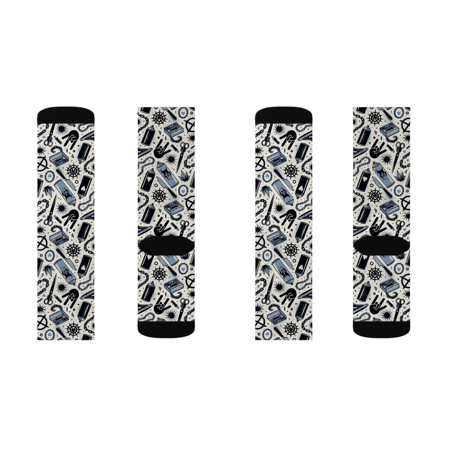 Cultural Rebellion Graphics Edgy and Rebellious With a Hint of Nostalgia Sublimation Socks - 8404 Design-57