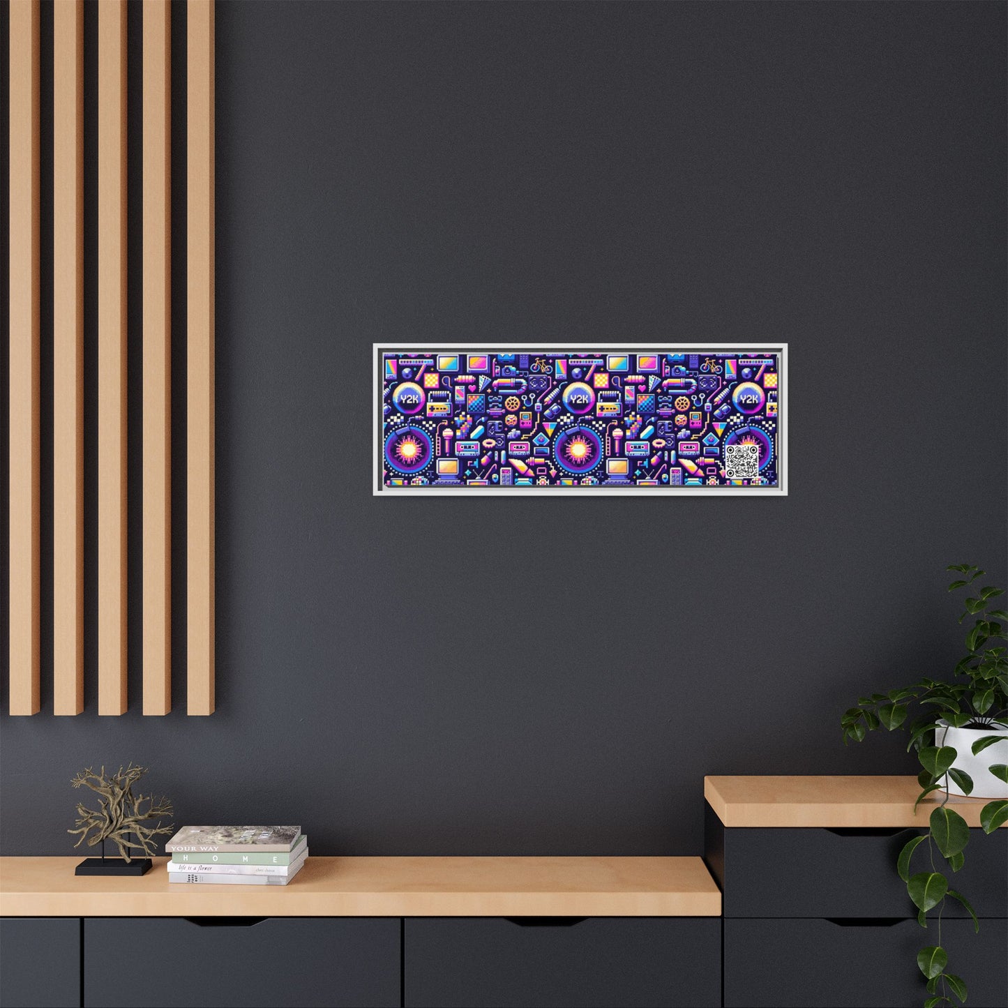 Digital Nostalgia Modern Retro Fusion Matte Canvas, Framed (multi-Color) - 8404 Design-64 B