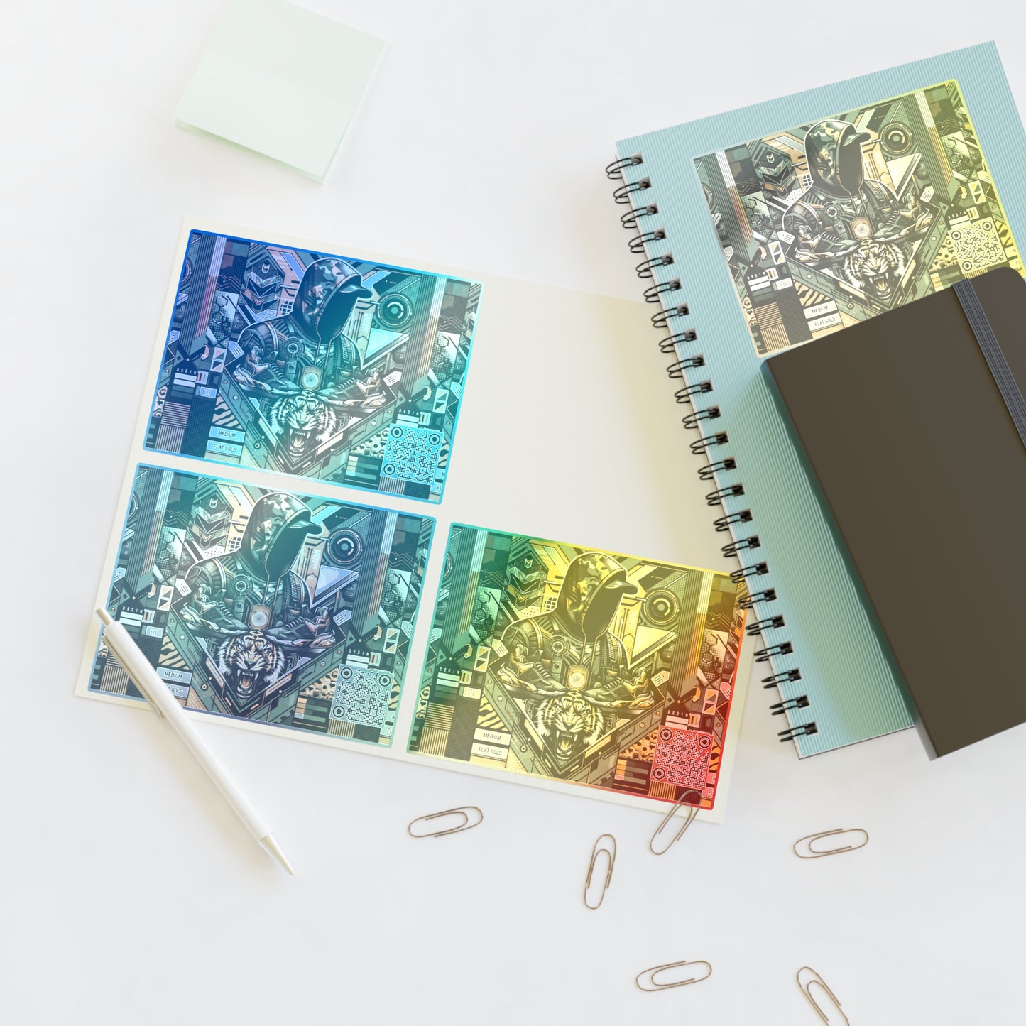 Neo-Camo Fusion Tech-Forward Streetwear Sticker Sheets - 8404 Design-64